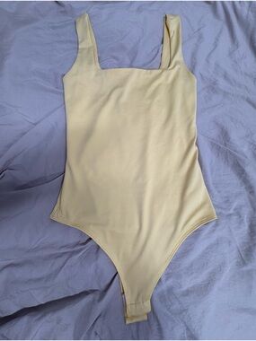 Yellow Square-Neck Bodysuit